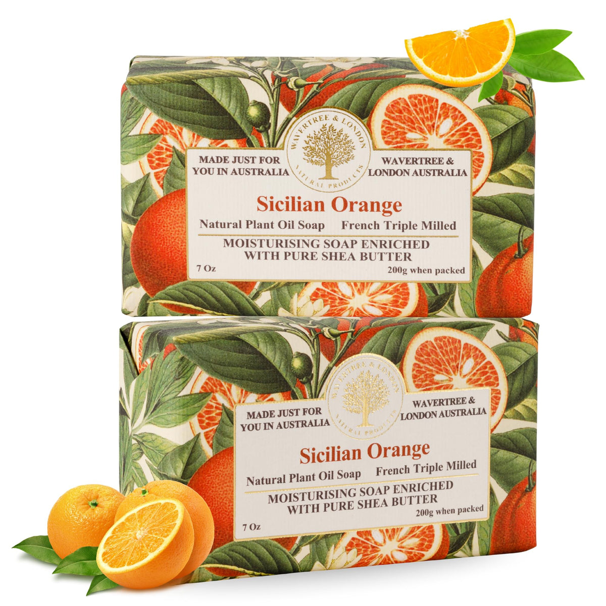 Wavertree & London front packaging showing two orange-scented bars for gifting