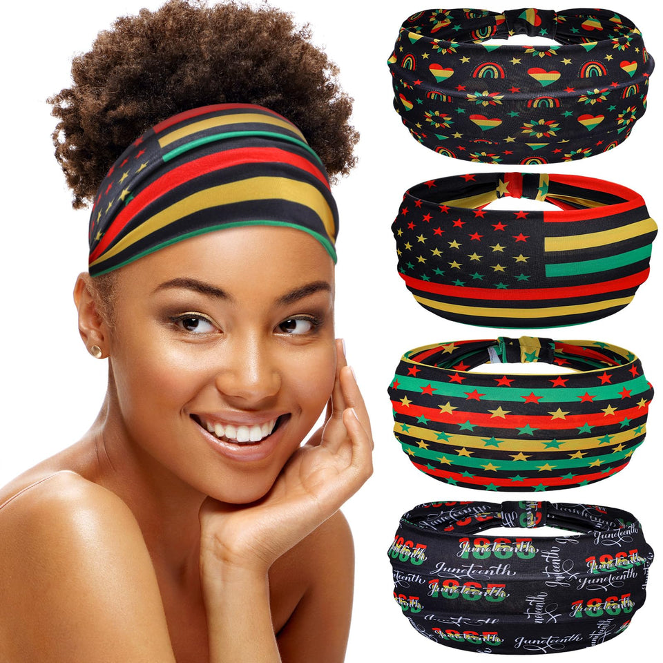 Wavyknot front packaging showing four Juneteenth headbands and gift-ready set
