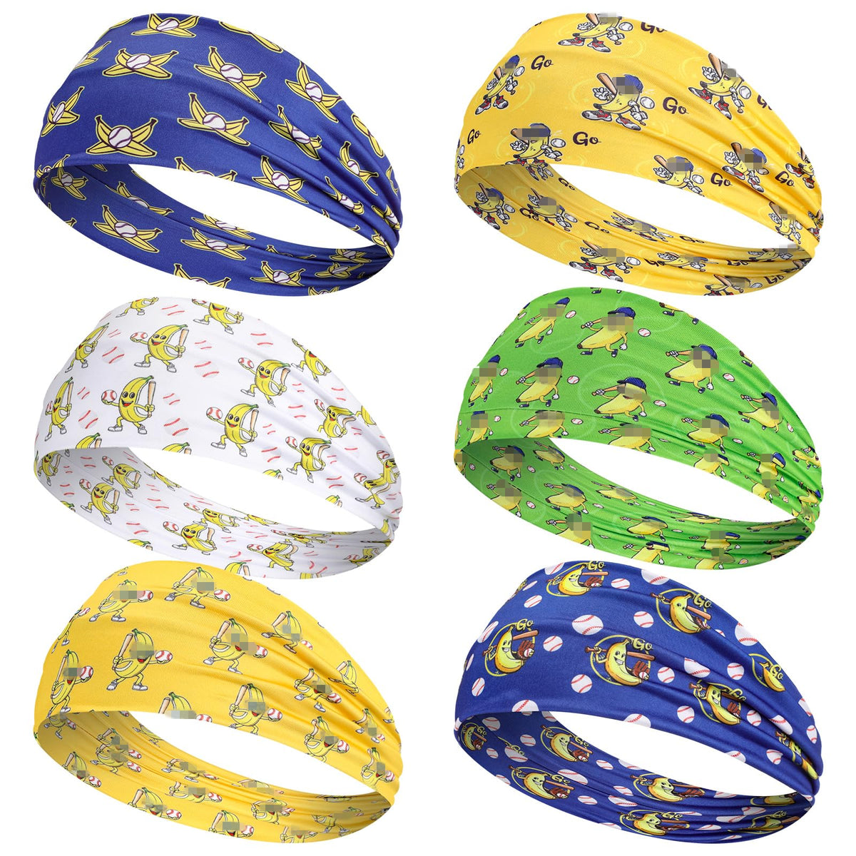 Wavyknot front view of six banana headbands showing vibrant colors and fun design benefits