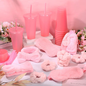 Wavyknot glitter cup and straw close view demonstrating reusable party drinkware