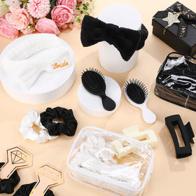 Wavyknot scrunchies and claw clips arranged to show mix-and-match benefits