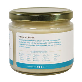 Waxelene open jar top view revealing whipped ointment ready to apply