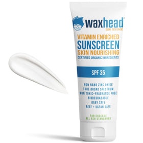 Waxhead front packaging showing 4 oz tube and clear SPF labeling benefit: visible protection