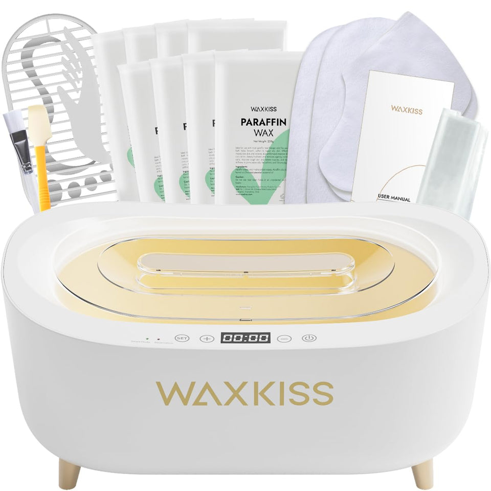 waxkiss front view machine showing sleek white-gold design and stability for home spas