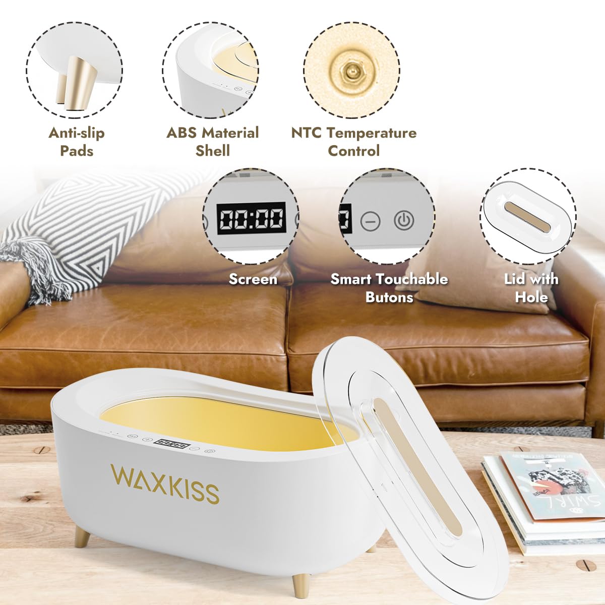 waxkiss hands in paraffin bath demonstrating soothing warmth and at-home spa benefit