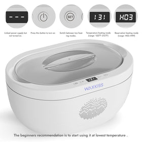 waxkiss open pot with melted wax texture illustrating smooth extensible wax