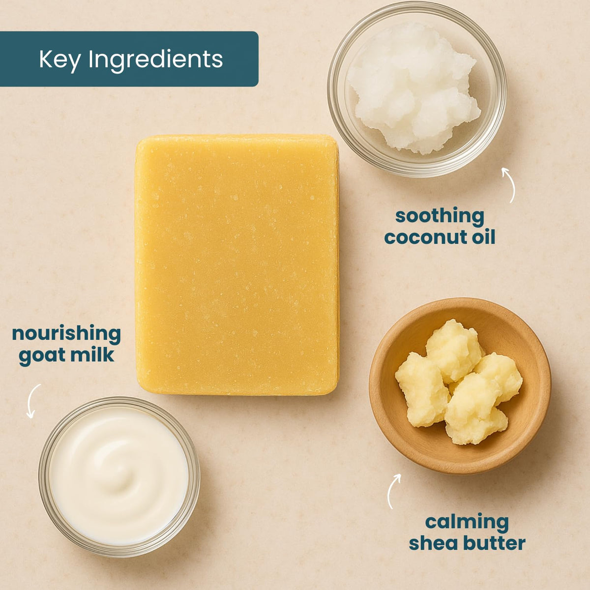 Way Natural bars beside a ruler showing 5oz size and lasting use benefit