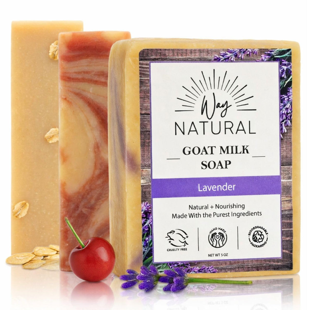 Way Natural front packaging showing three 5oz bars and benefits