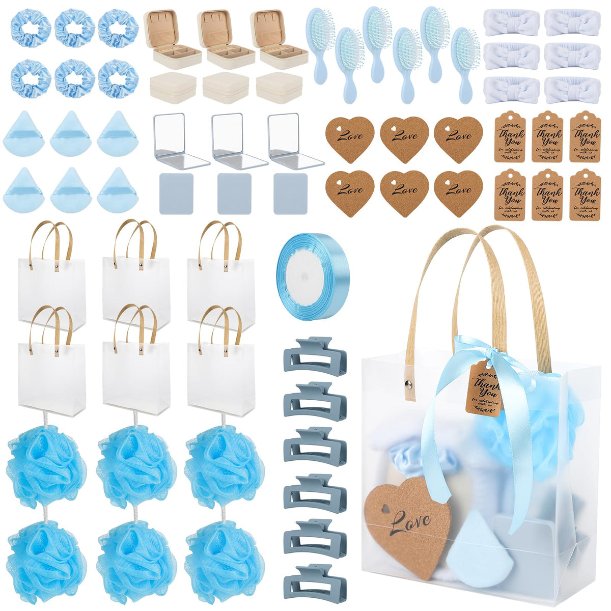 WAYASDCU front packaging showing six coordinated prize packs and bags, ready to gift