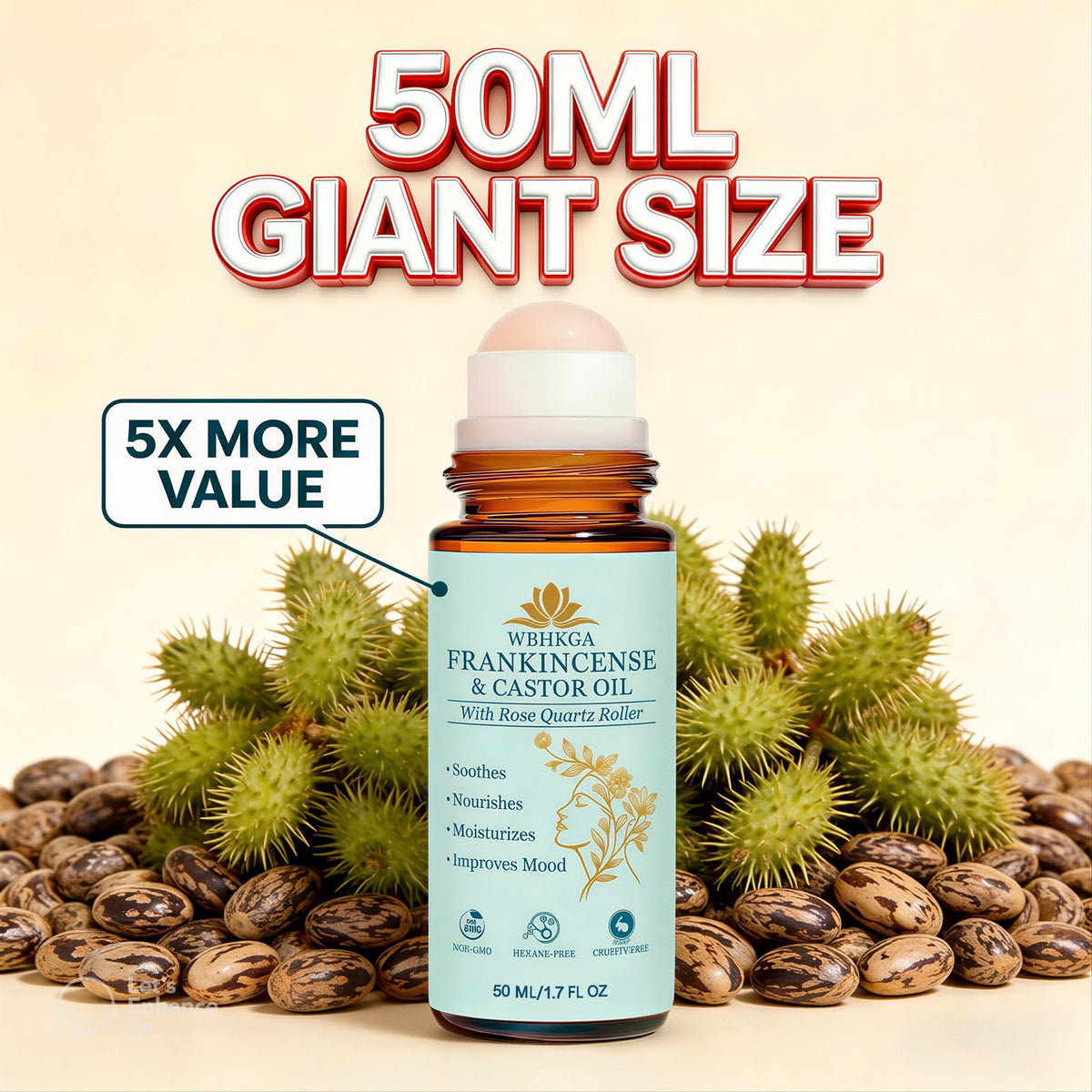 WBHKGA label ingredients and claims detail, frankincense and castor purity