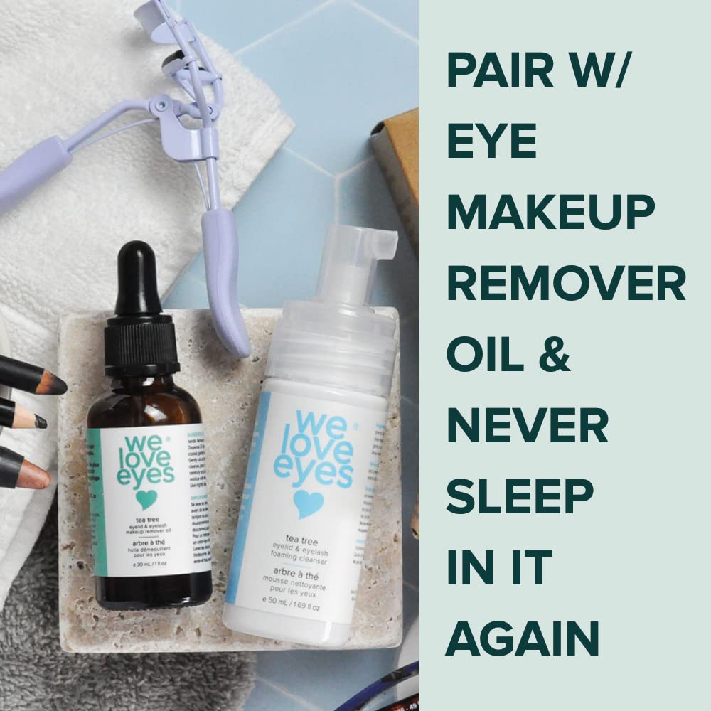 We Love Eyes cleanser on cotton pad removing debris for cleaner eyelid margins