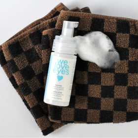 We Love Eyes close-up foam texture demonstrating gentle cleansing action