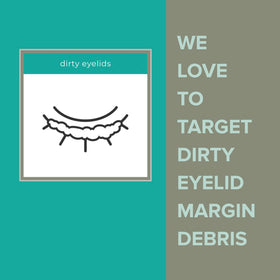 We Love Eyes with tea tree sprig showing botanical ingredients and soothing support