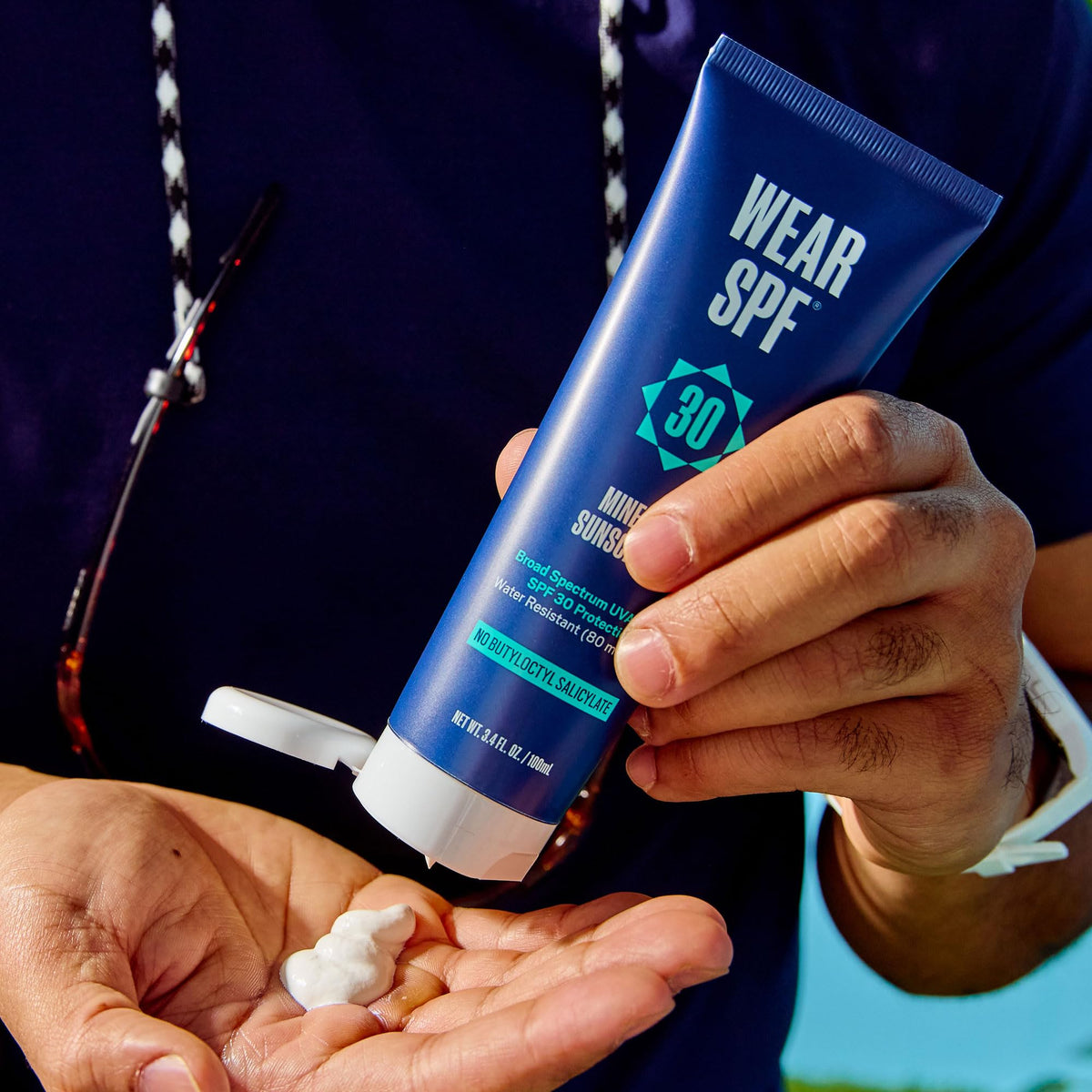 WearSPF on runner outdoors illustrating sweat-resistant protection during exercise