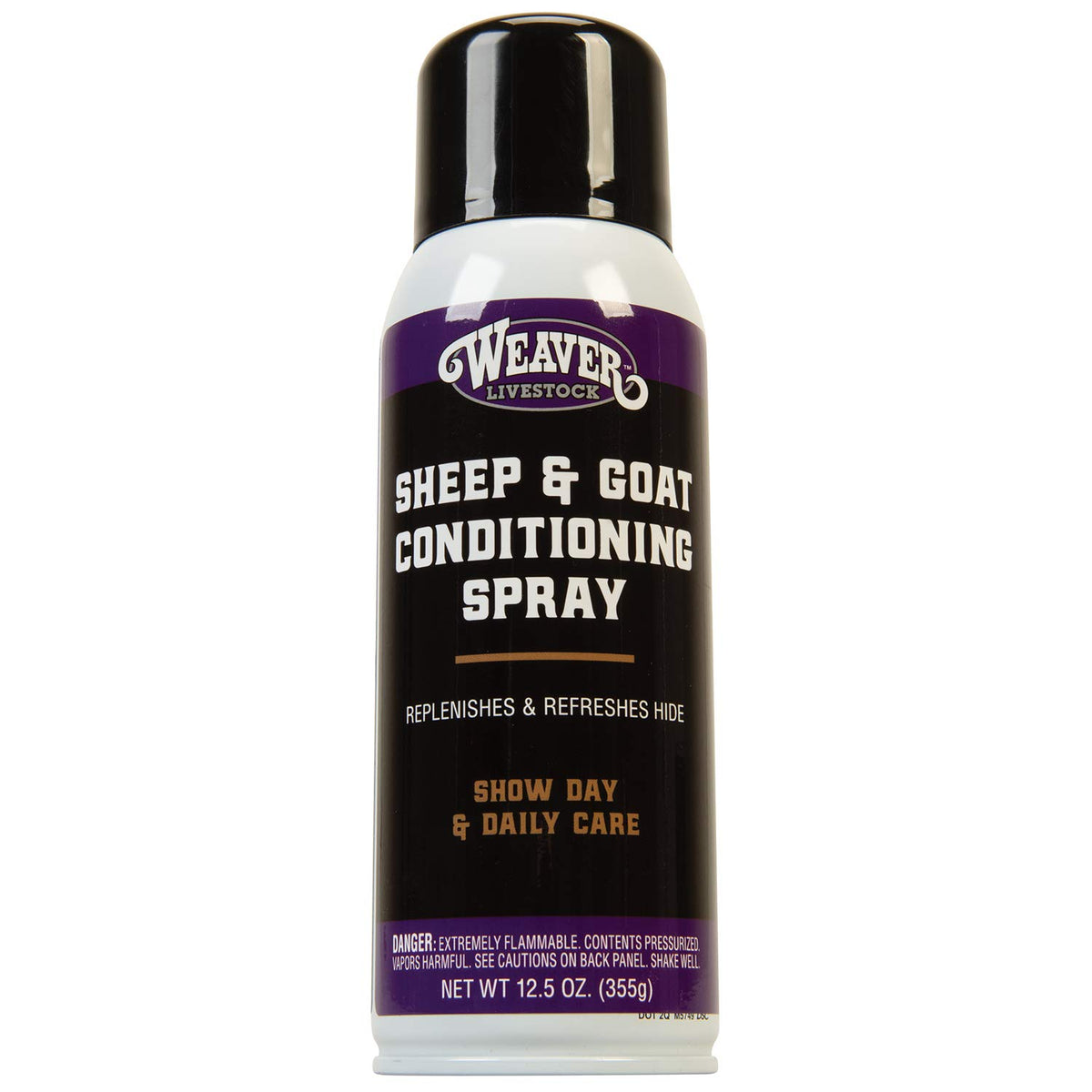 Weaver Leather spray front packaging showing label and 12.5 oz size for easy identification