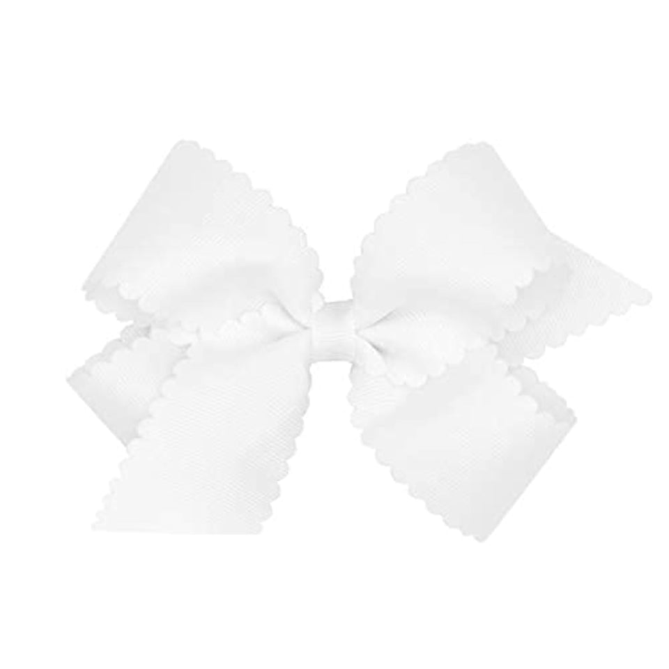 Wee Ones front view white grosgrain bow showing neat hand-tied shape and polished look
