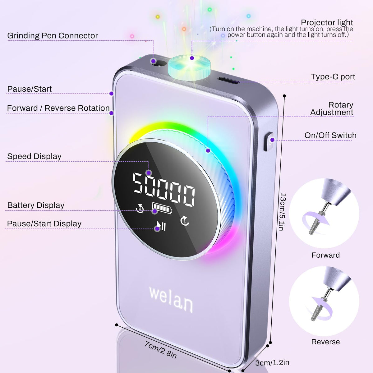 Welan size comparison in hand showing compactness for comfortable control
