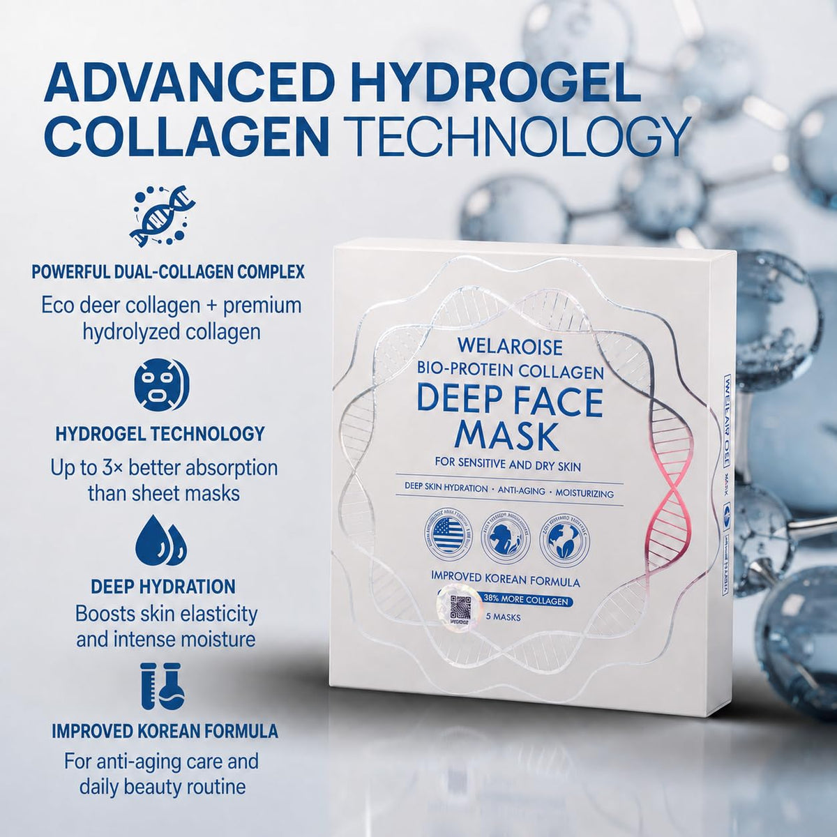 Welaroise hydrogel texture close-up highlighting rich serum delivery