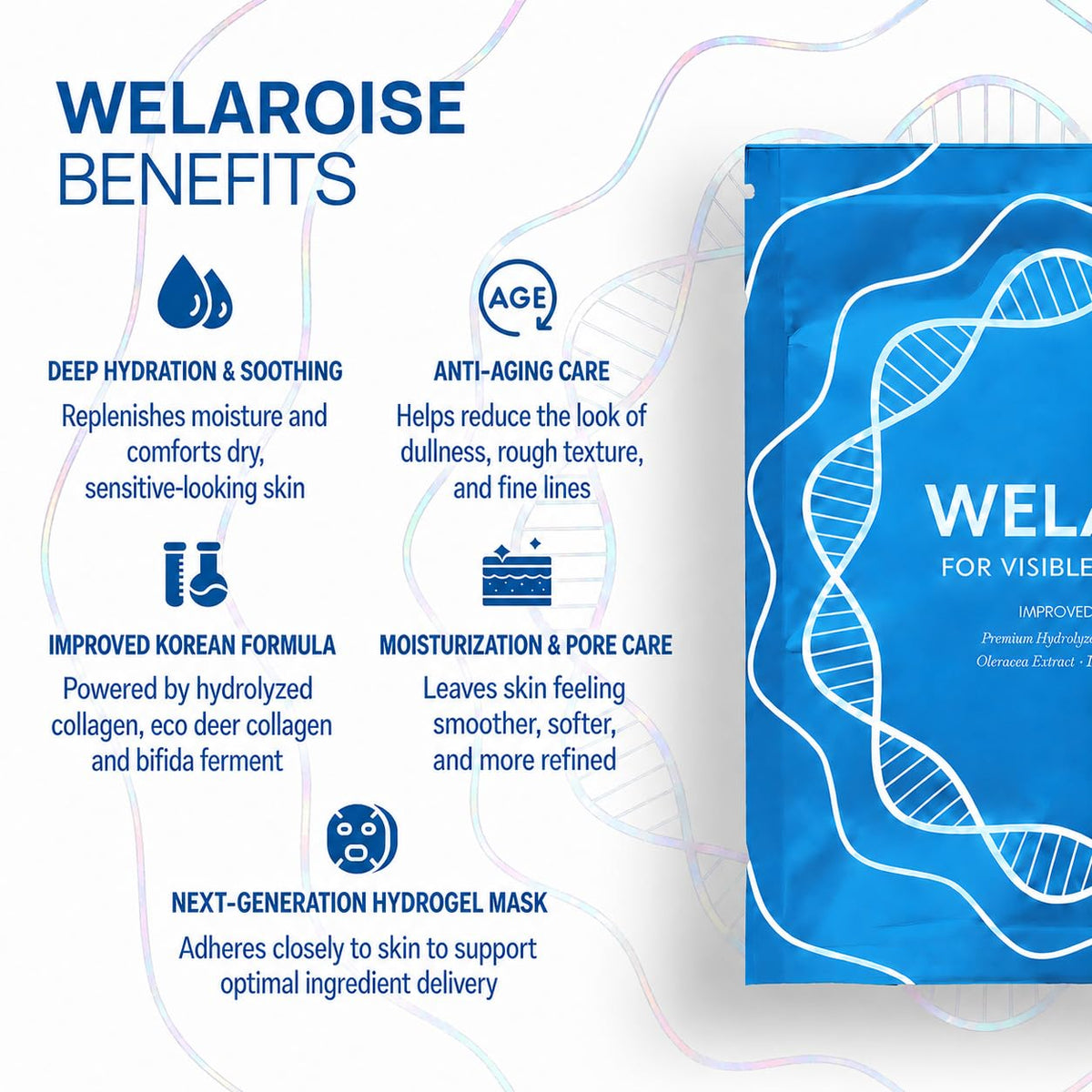 Welaroise mask applied to face demonstrating full-coverage fit