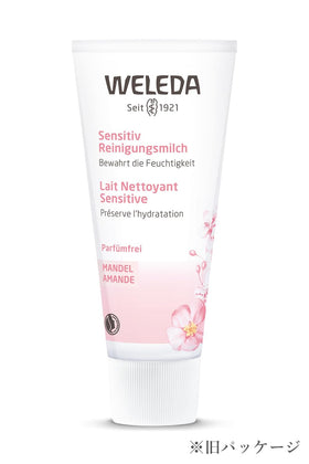 Weleda Almond Soothing Cleansing Lotion texture close-up creamy milk consistency demonstrating smooth, non-greasy feel