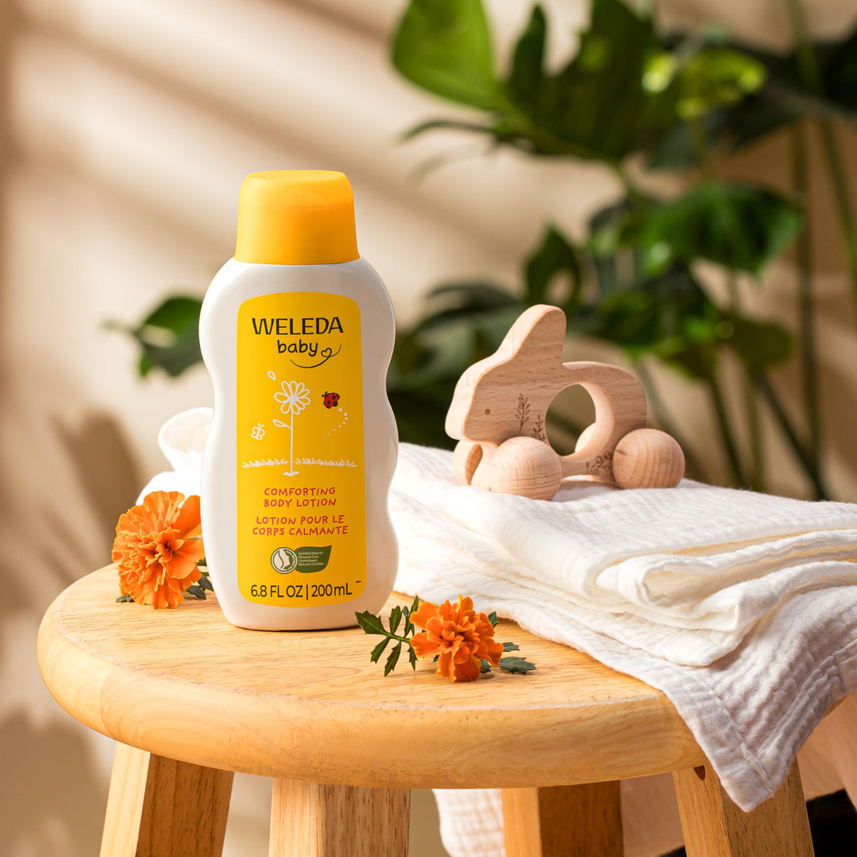 Weleda pump top detail highlighting easy dispensing and parent-friendly design