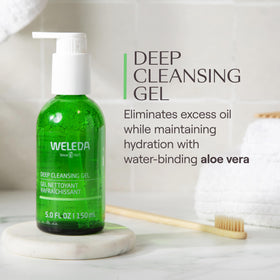 Weleda pump dispenser close-up highlighting easy control and hygienic dispensing benefit