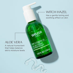 Weleda gel texture on hand showing lightweight foam and gentle cleansing benefit