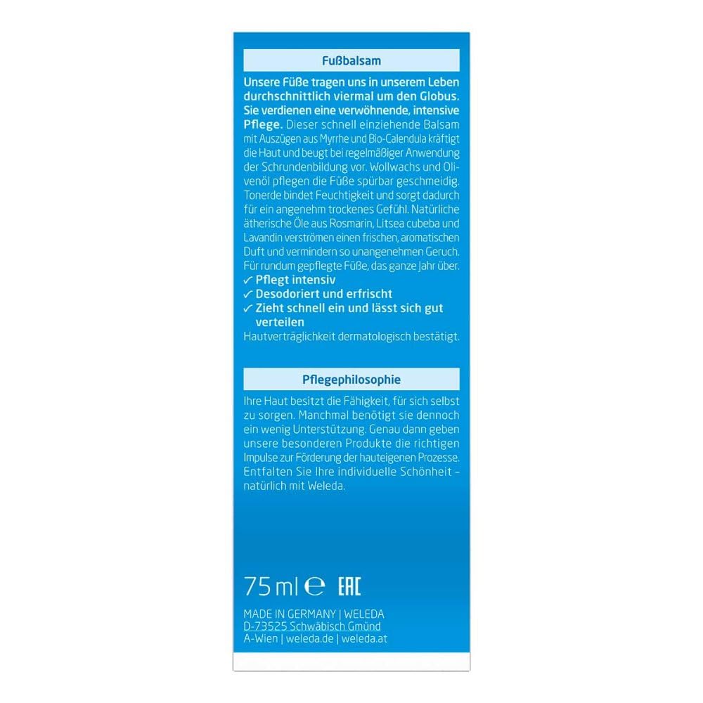 Weleda foot balm tube with cap open revealing applicator and portability