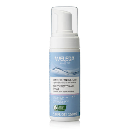 Weleda gentle cleansing foam front packaging shows product benefits and size