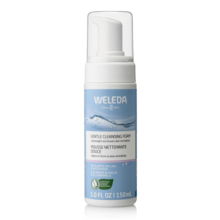 Weleda gentle cleansing foam front packaging shows product benefits and size