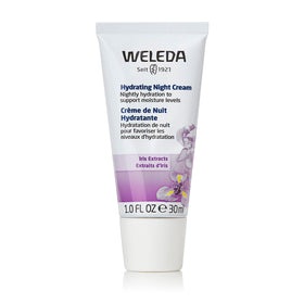 Weleda hydrating night cream front tube showing packaging and brand benefits