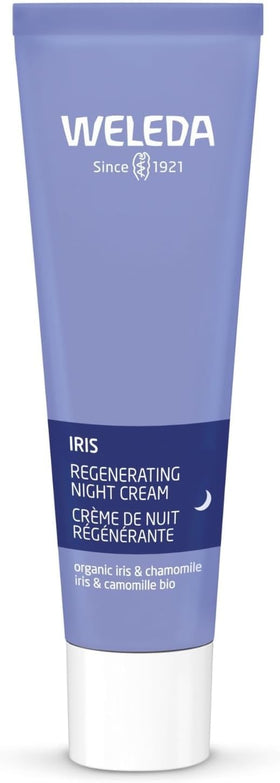 Weleda Iris Hydrating Night Cream front jar showing branding and size for natural overnight hydration