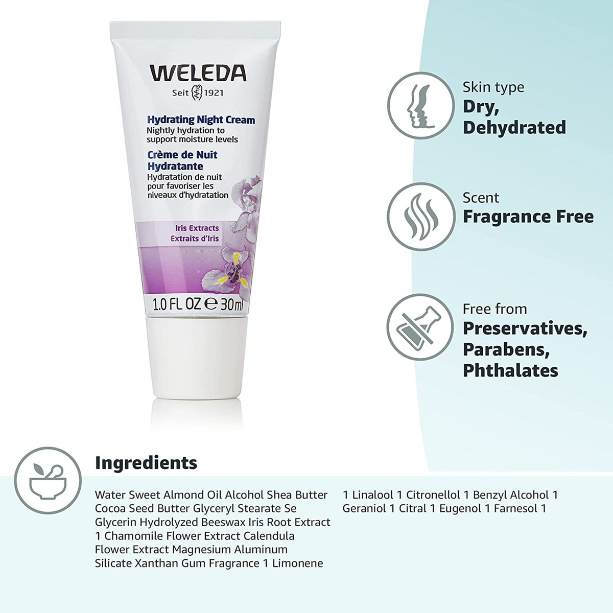 Weleda night cream texture close-up demonstrating rich, absorbent formula