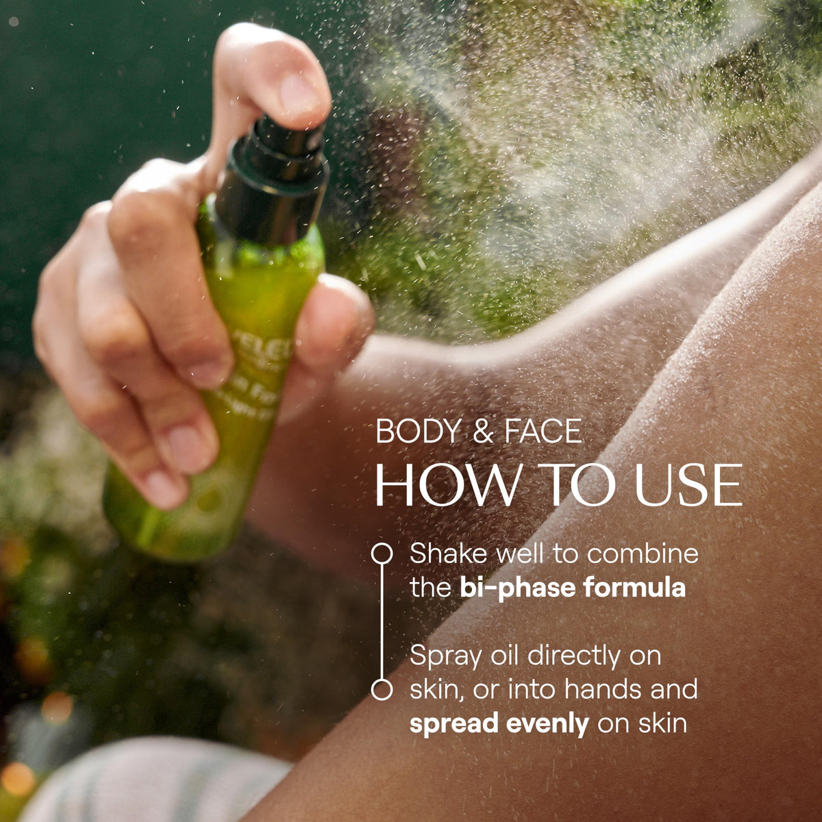 Weleda oil mist on forearm absorbed quickly for non-greasy finish