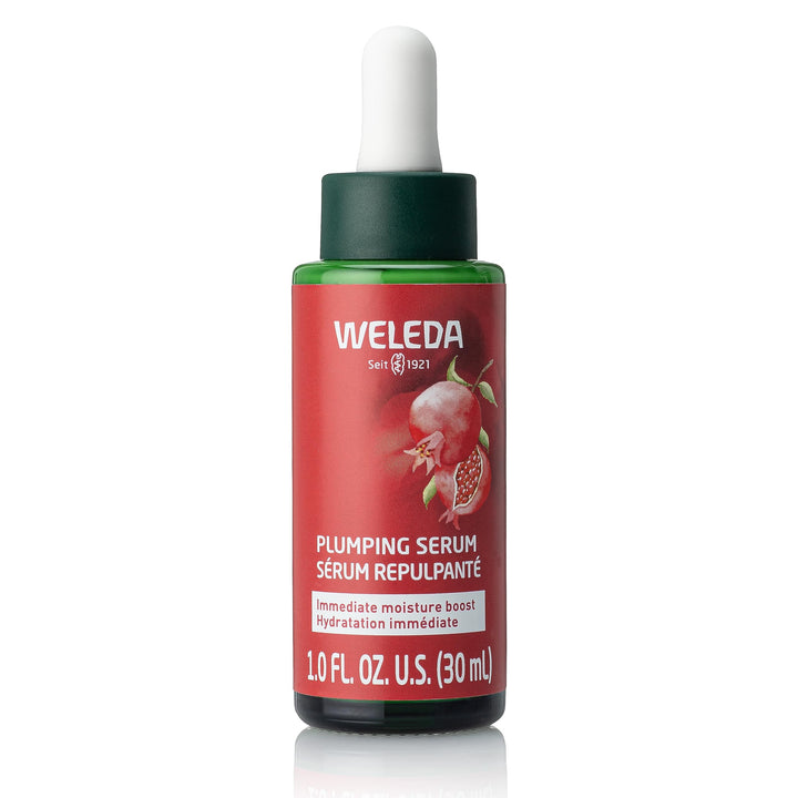 Weleda plumping serum front bottle showing branding and sleek packaging benefit: easy identification
