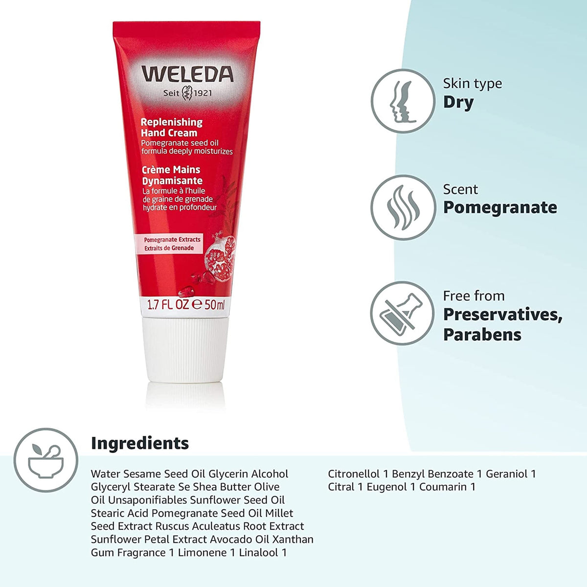 Weleda open cap with cream texture demonstrating fast-absorbing consistency