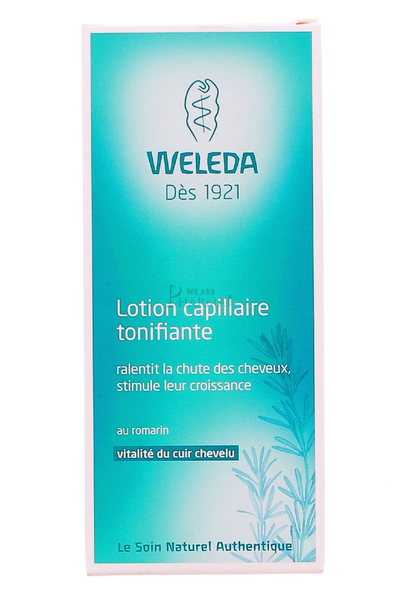 Weleda bottle front label showing brand and rosemary tonic for clear ID and trust