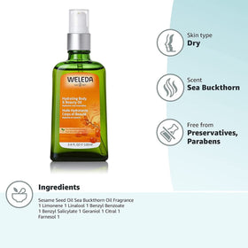 Weleda oil texture close-up highlighting lightweight, non-greasy finish