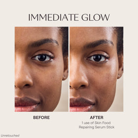 Weleda serum stick applying to cheek in use providing targeted hydration and barrier support