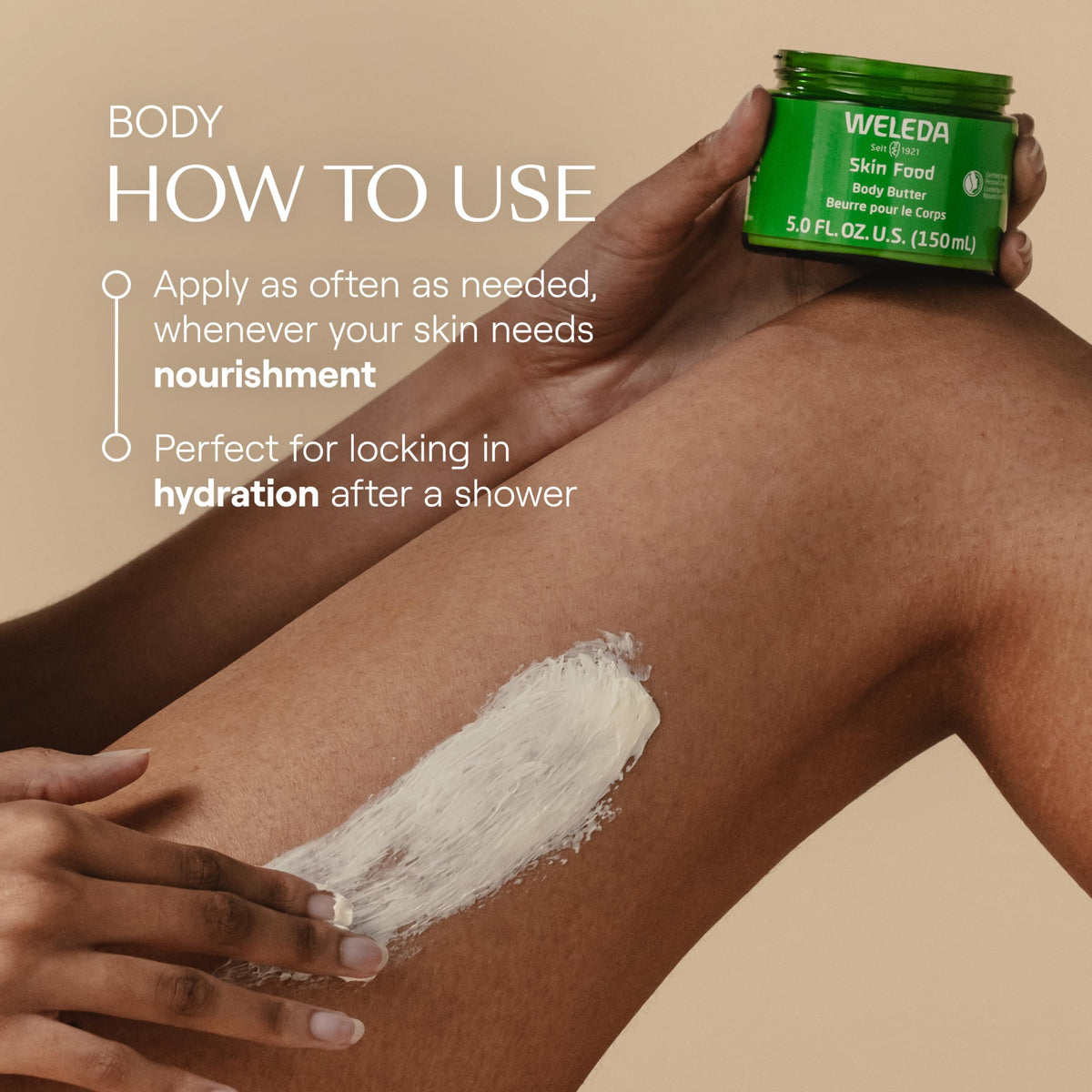 Weleda cream texture close-up showing whipped butter for easy absorption