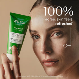 Weleda pump dispensing cleanser illustrating easy, controlled application benefit
