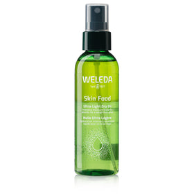 Weleda front packaging shows bottle and branding with travel-friendly benefit