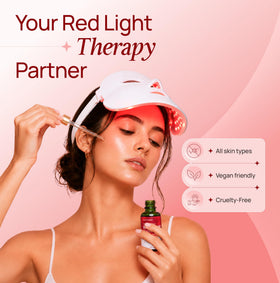 WELL FOUNTAIN serum applied during red light session showing enhanced results