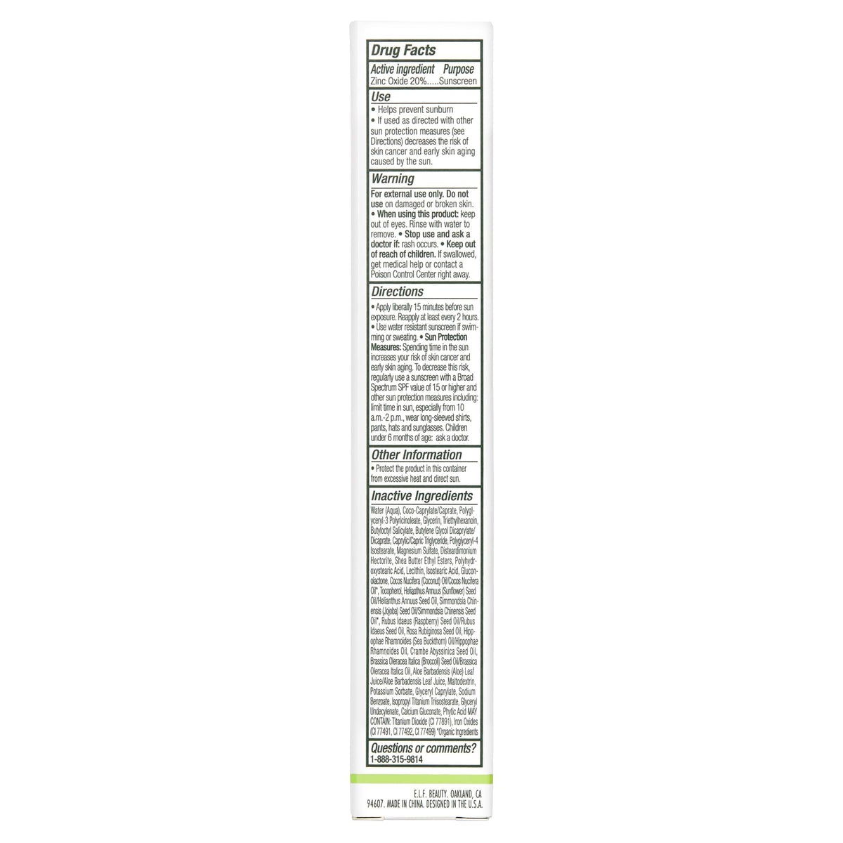 Well People ingredients label highlighting plant-powered oils and zinc sun protection
