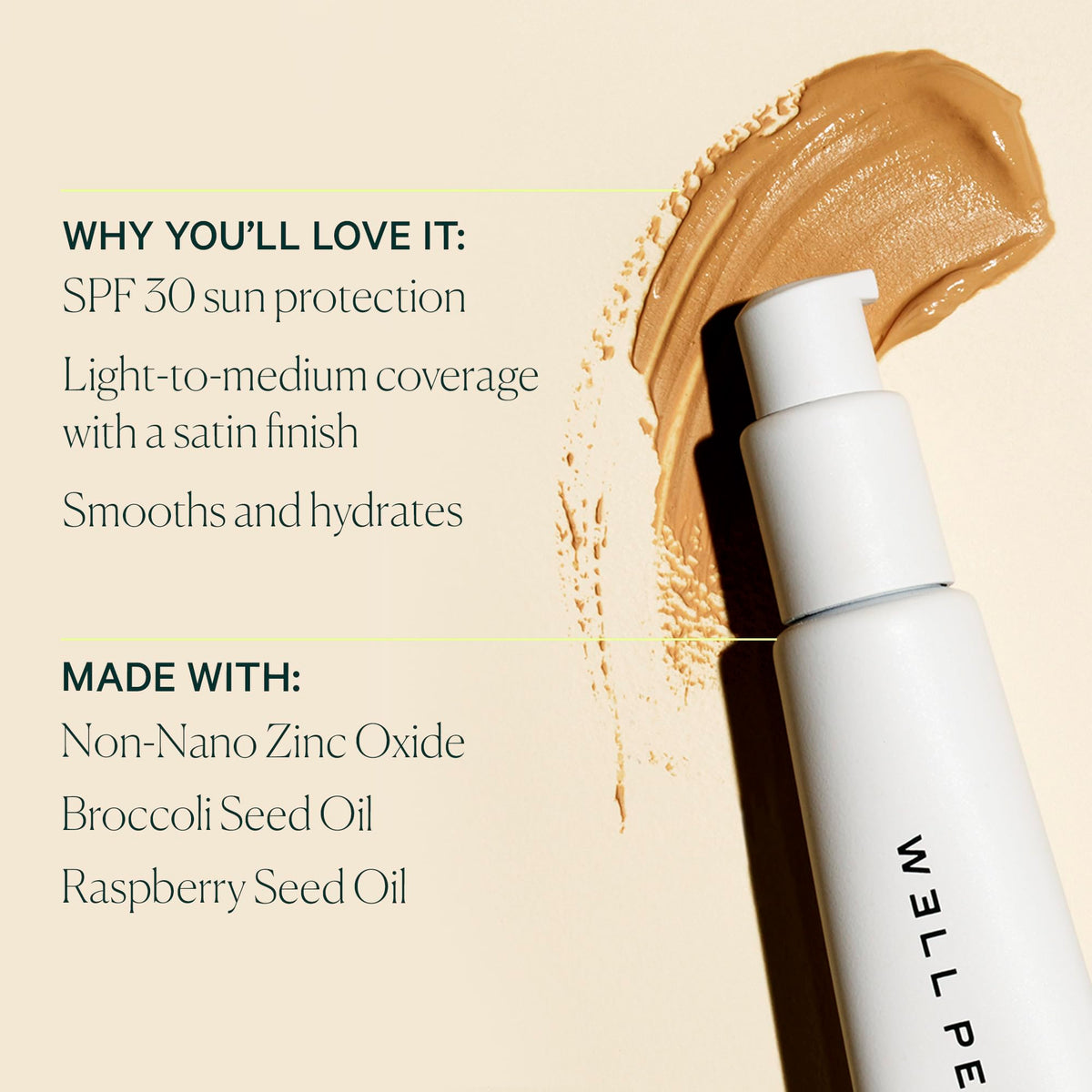 Well People shade 7N swatch on arm illustrating color match and buildable coverage