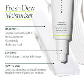 Well People moisturizer applied to hand demonstrating quick absorption and dewy finish
