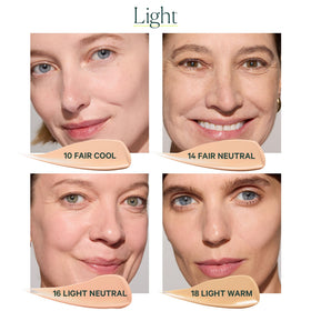 Well People arm swatches including 18 Light Warm showing shade matching