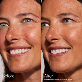 Well People stick being applied to cheek illustrating quick coverage and hydration