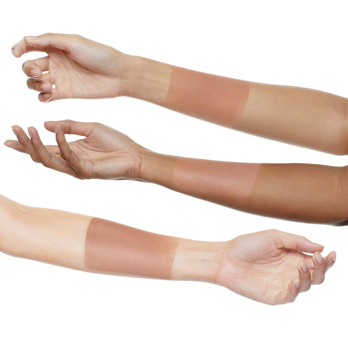 Well People swatches on arm showing shade range for natural sun-kissed look