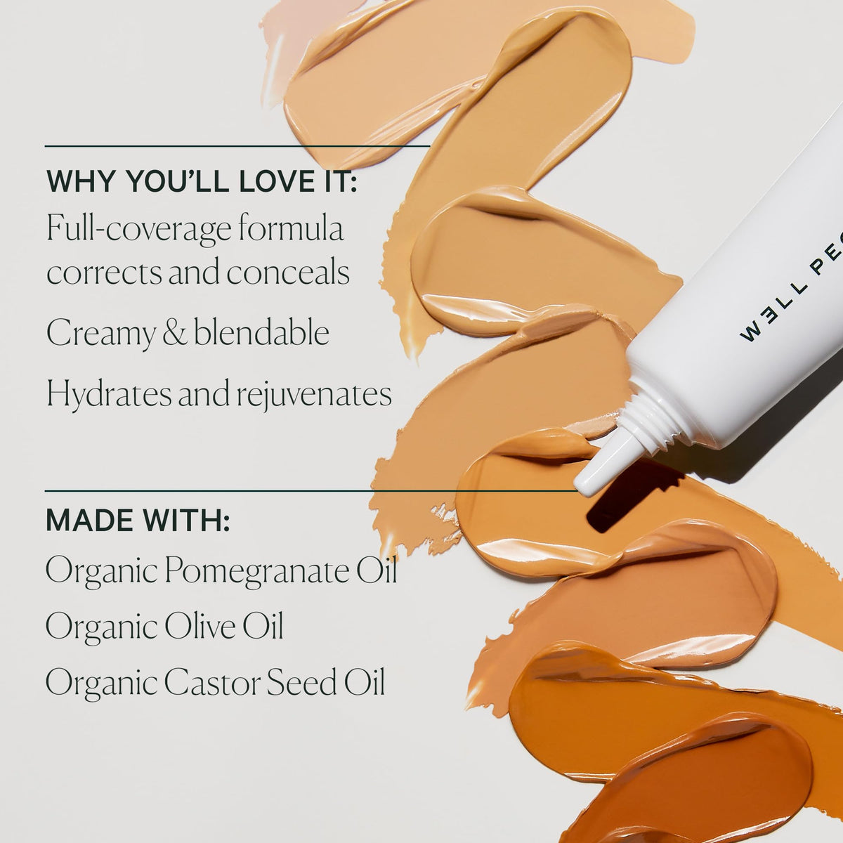 Well People shade 4W swatch on skin illustrating true color match